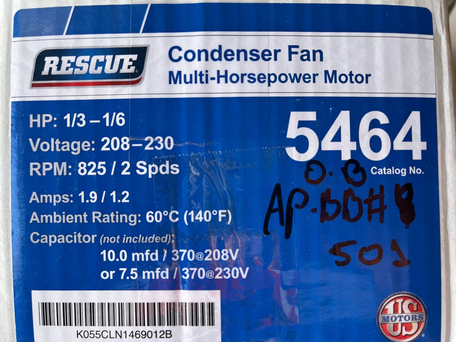 New Genuine US Motors Condenser Fan Motor, 208-230V, 1/3-1/6 HP, 825 RPM 5464 — thumbnail 4
