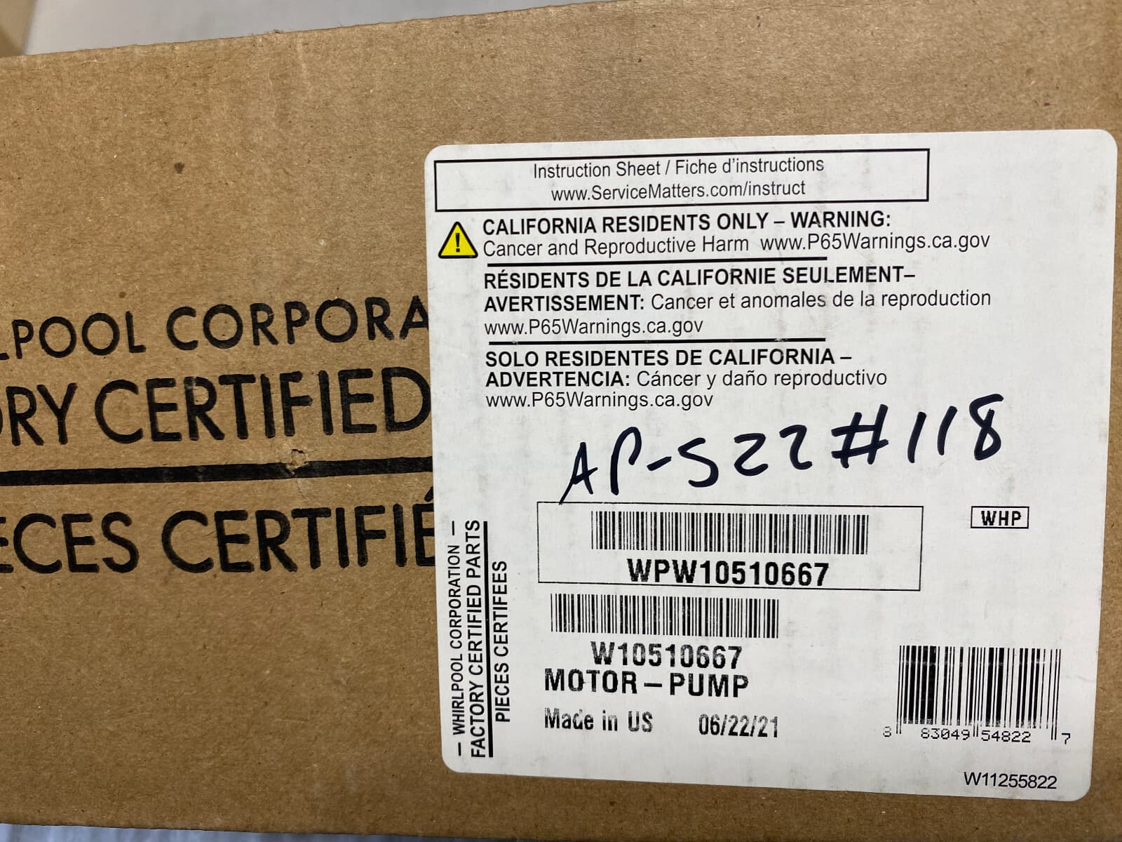 New Genuine OEM Whirlpool Dishwasher Pump & Motor Assembly WPW10510667 W10510667 — thumbnail 4