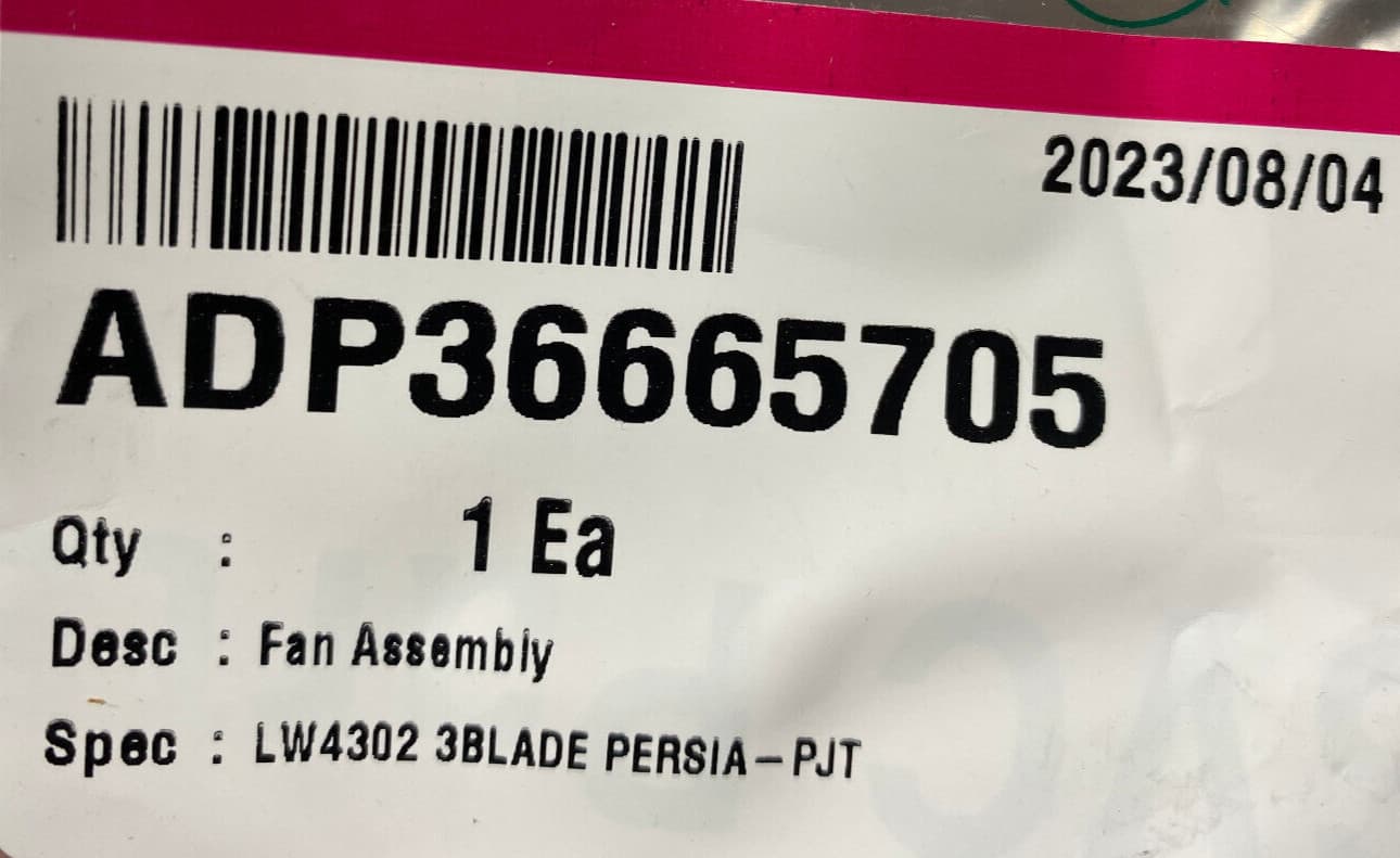 New Genuine OEM LG  Refrigerator Fan Assembly ADP36665705 — thumbnail 3