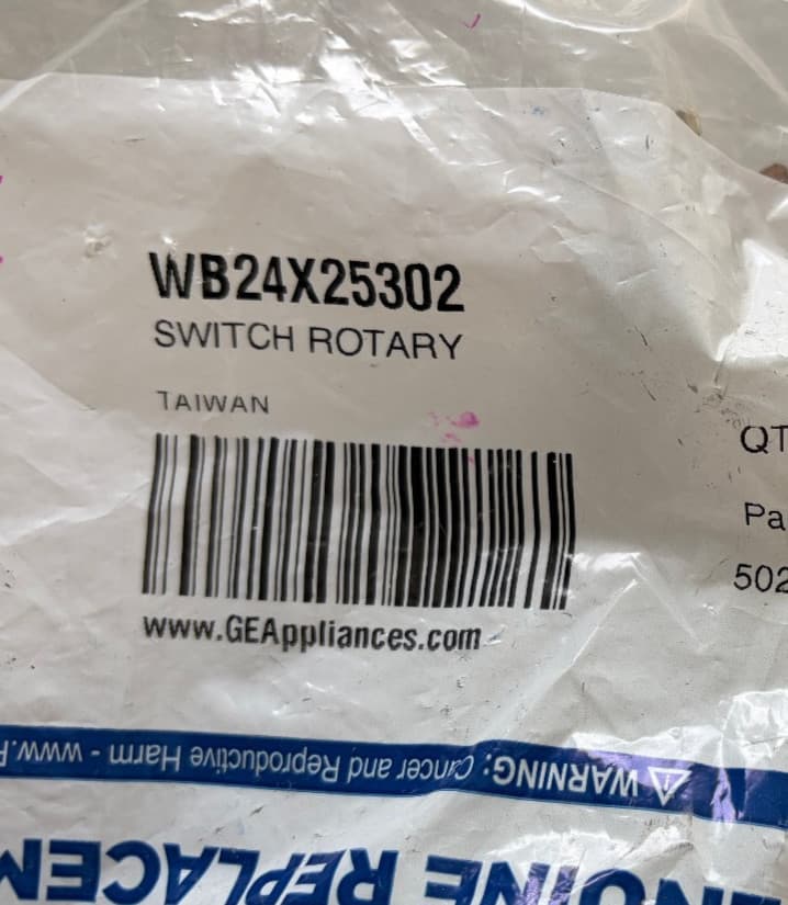 WB24X25302 OEM GE Range Switch Rotary New Genuine — thumbnail 2