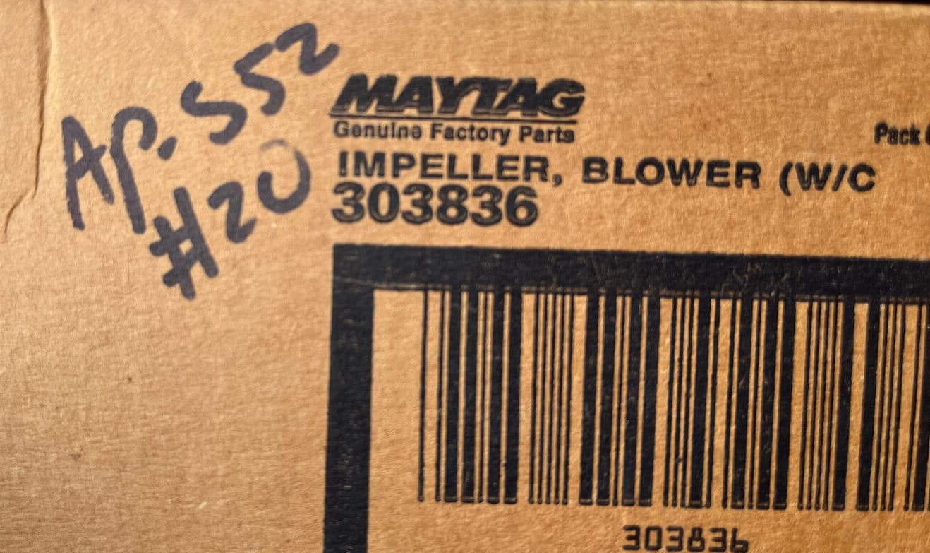 NEW  Genuine MAYTAG , Whirlpool Blower Wheel Assembly Y303836 (303836) — thumbnail 10