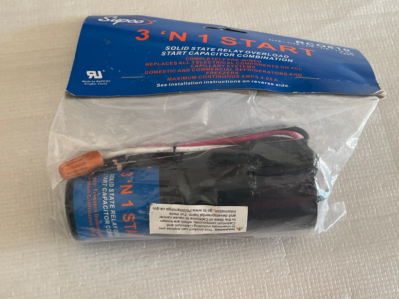 New Genuine  Supco Refrigerator Relay Capacitor Overload RC0810 3-in-1 — thumbnail 2